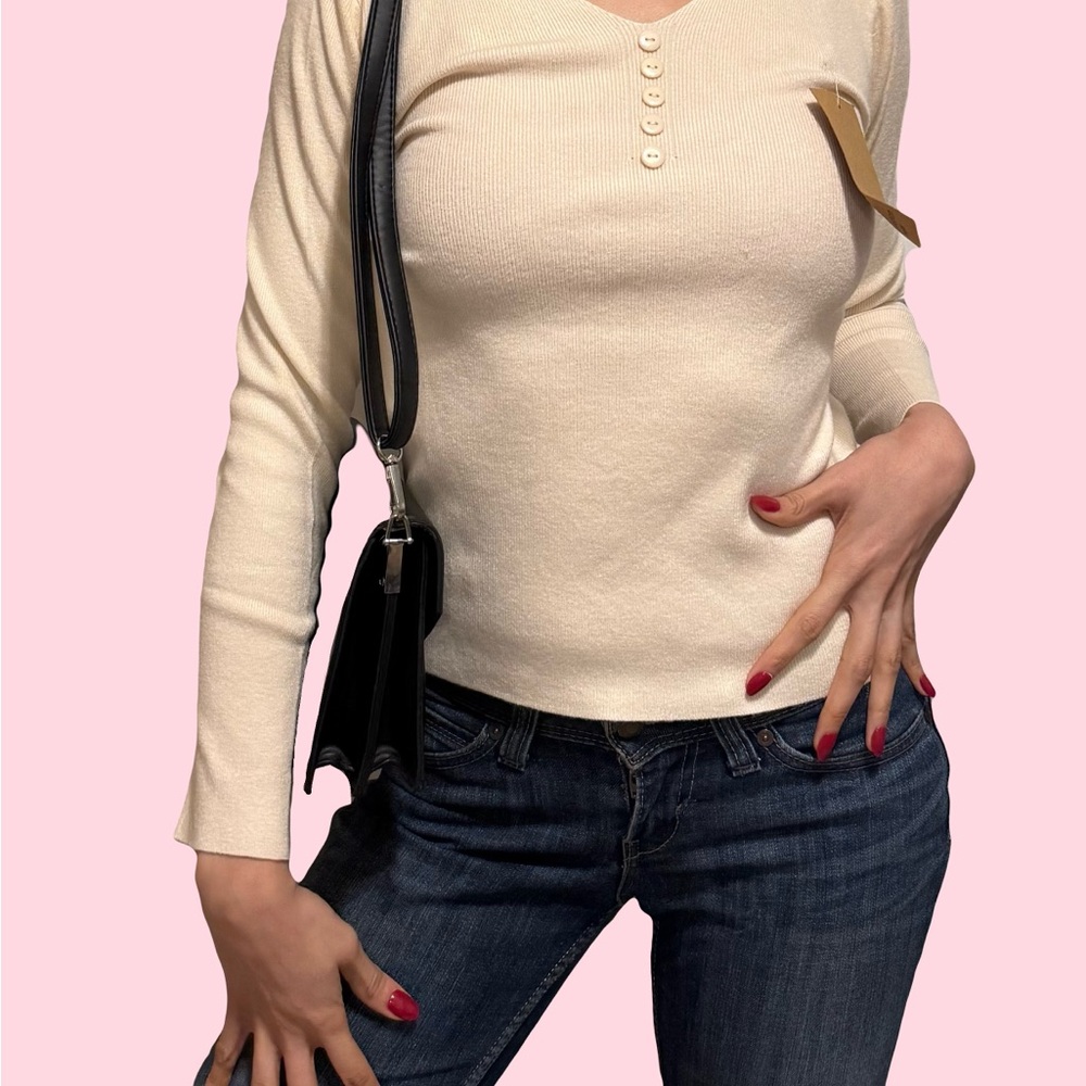 Cream Long Sleeve Women's Top